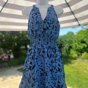 Parker Womens Cambria Silk Floral Print Casual Dress Blue XS